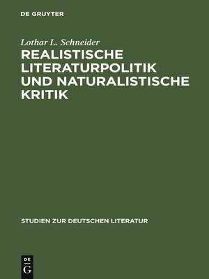 cover image of Realistische Literaturpolitik und naturalistische Kritik